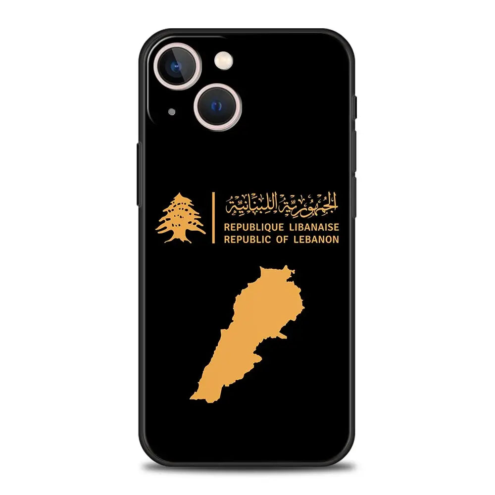 Lebanon Passport Luxury Phone Case For iPhone 17 Air 16 Plus 13 15 14 12 11 Pro MAX 7 8 SE Soft TPU Black Cover