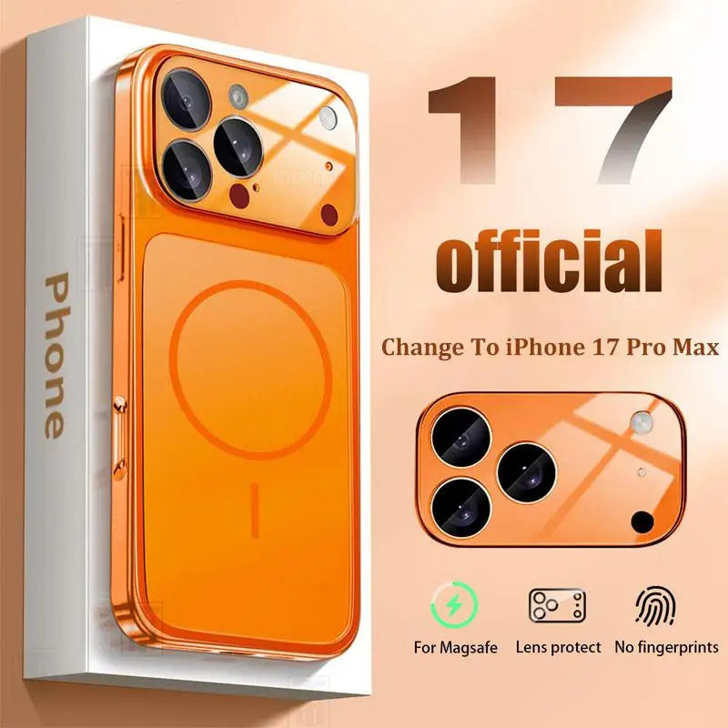 Original Glass Nano Matte Case For iPhone 17 Air 16 15 14 13 Pro Max 17Pro Magnetic For Magsafe Wireless Charging Armor Funda