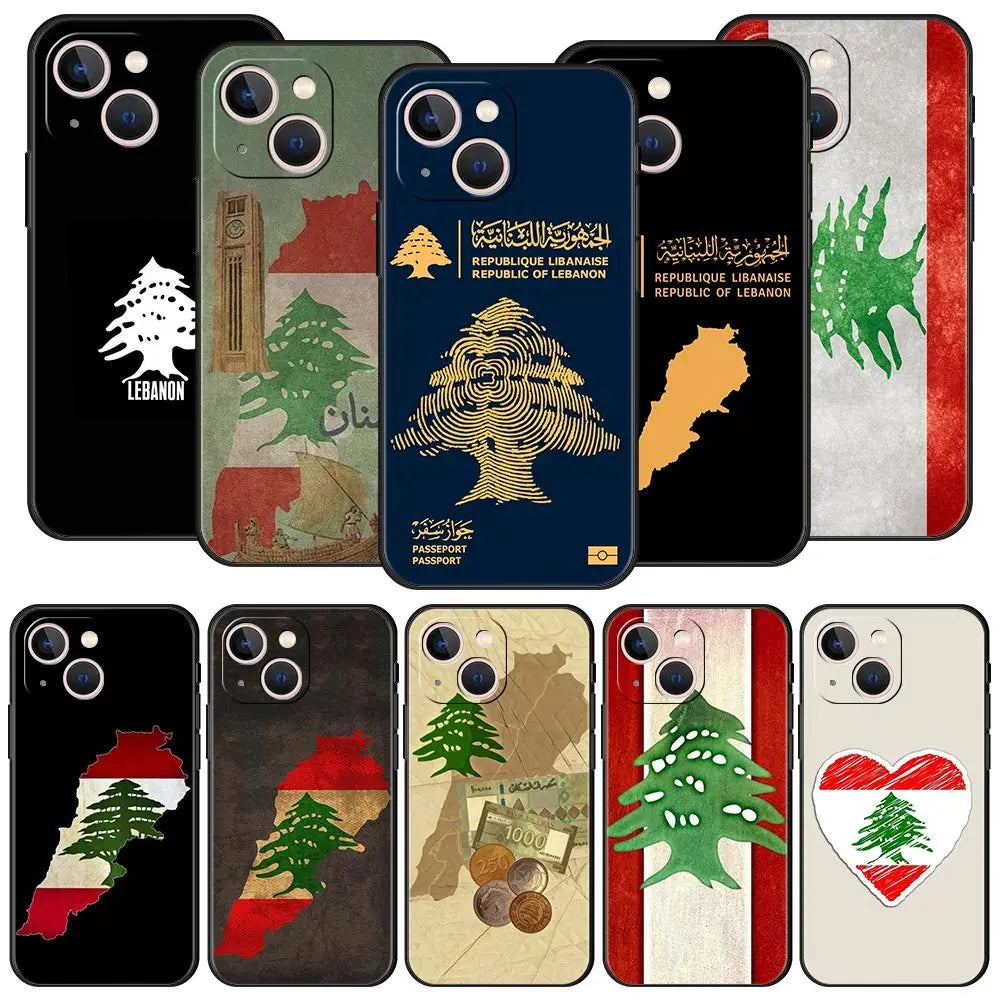 Lebanon Passport Luxury Phone Case For iPhone 17 Air 16 Plus 13 15 14 12 11 Pro MAX 7 8 SE Soft TPU Black Cover