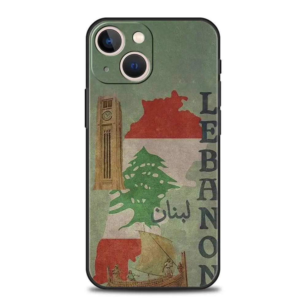 Lebanon Passport Luxury Phone Case For iPhone 17 Air 16 Plus 13 15 14 12 11 Pro MAX 7 8 SE Soft TPU Black Cover