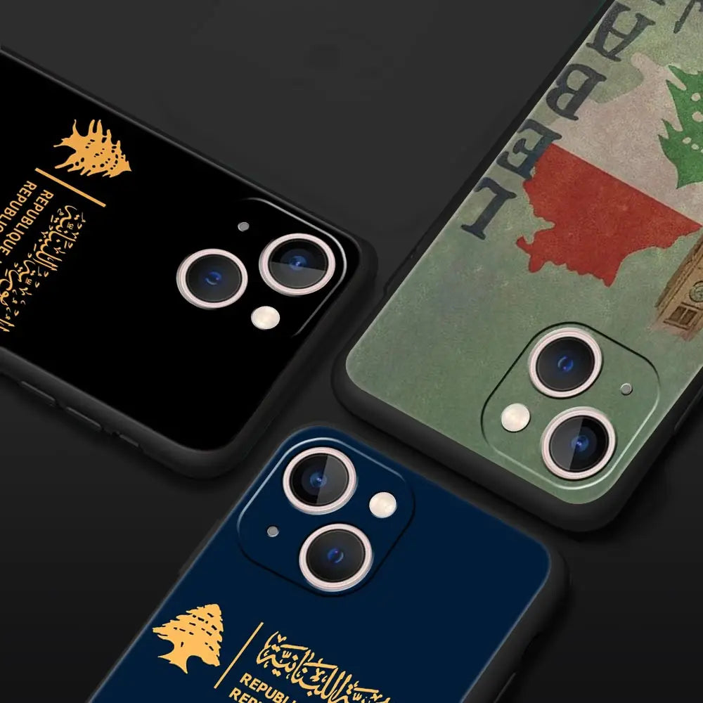 Lebanon Passport Luxury Phone Case For iPhone 17 Air 16 Plus 13 15 14 12 11 Pro MAX 7 8 SE Soft TPU Black Cover