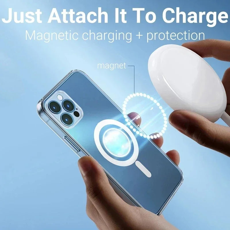 For iPhone 17 16 E 15 14 13 12 Mini 11 Pro XS Max XR X 8 Plus SE Magsafe Magnetic Wireless Charging Case TPU Edge Acrylic Cover
