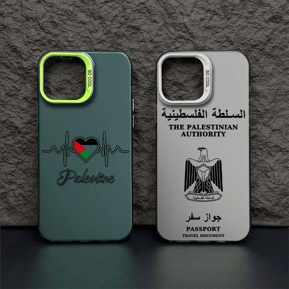 Phone Case For iPhone 16e 16 15 14 13 12 11 mini Pro Max X XR XSMAX 8 7 Plus Palestine Passport Flag Map Anti Fall Matte Back
