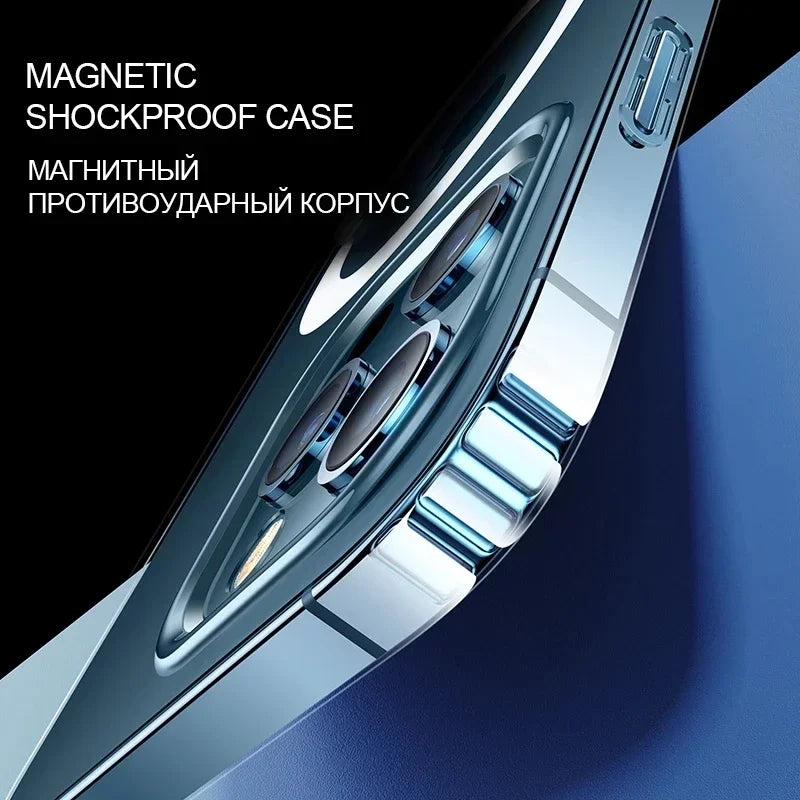 For iPhone 17 16 E 15 14 13 12 Mini 11 Pro XS Max XR X 8 Plus SE Magsafe Magnetic Wireless Charging Case TPU Edge Acrylic Cover